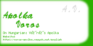 apolka voros business card